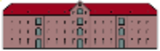 Logo: Packhaus gezeichnet, lachsfarben mit rotem Dach