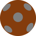 Logo: orangener Ball mit weißen Punkten