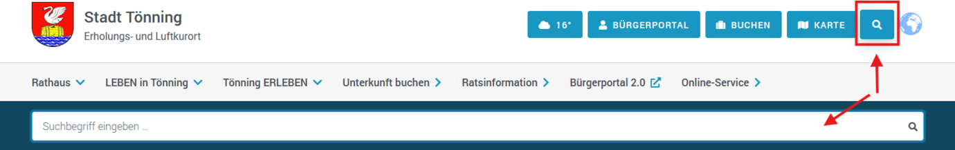 zeigt optisch die Position der Suche