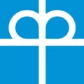 Logo: viereckiges blaues Geschenk