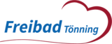 Logo: Schriftzug Freibad Tönning in blau mit rotem Herz als Halbumrandung rechts