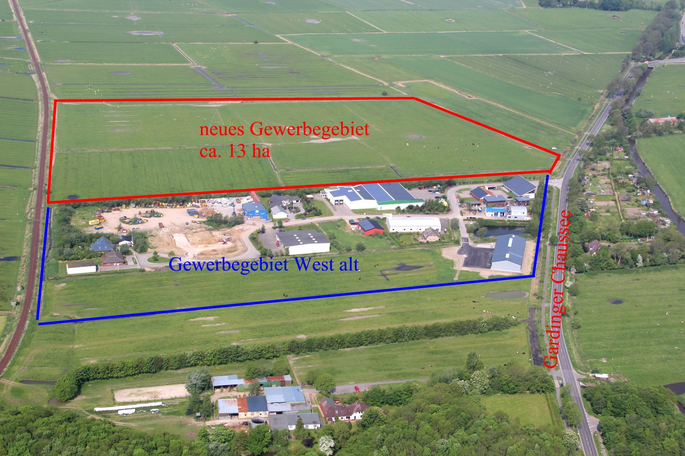 Luftbild des Gewerbegebietes West Bebauungsplan Nr. 26