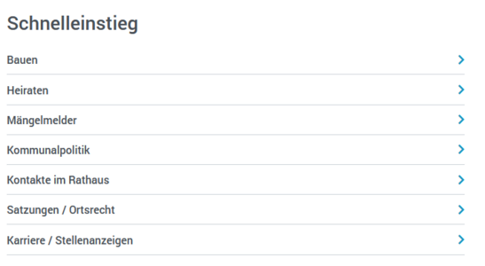 Kennzeichnet den Schnelleinstieg auf der Startseite
